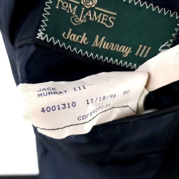 Tom James Bespoke 2 Button Blazer 46L Black Blue Black Check‎ - Picture 8 of 11